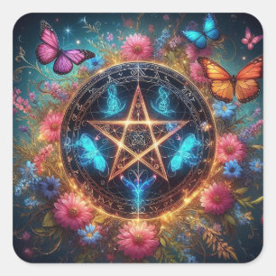 Mooie heksen pentacle2 vierkante sticker