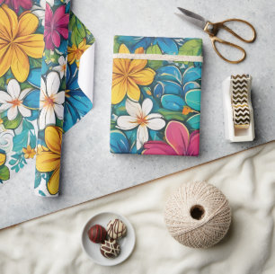 Mooie helder levendige bloemenprint cadeaupapier