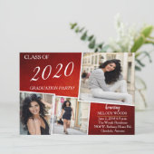 Mooie helder rood Afstuderen uitnodiging (Staand voorkant)