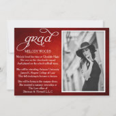 Mooie helder rood Afstuderen uitnodiging (Achterkant)