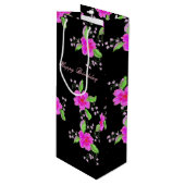 Mooie helder roze bloem wijn cadeautas (Voorkant Gekanteld)