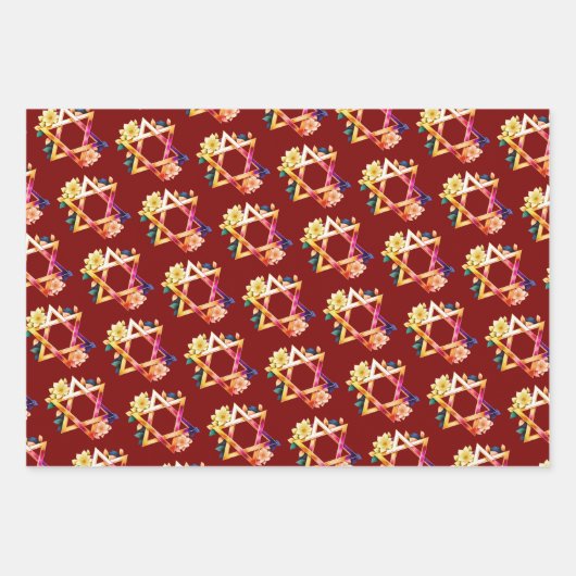 Mooie heldere bloemen ster van David Joodse Event Inpakpapier Vel (Voorkant 2)