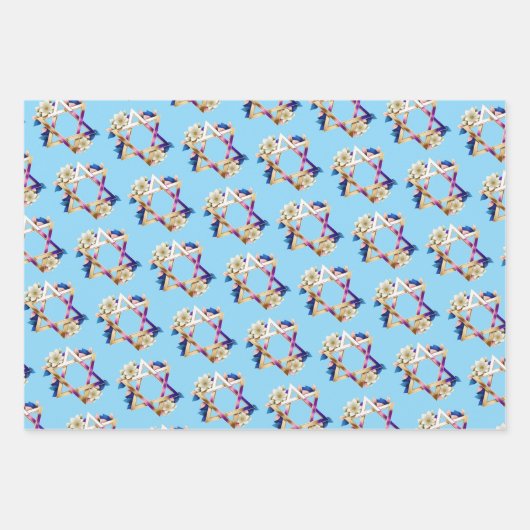 Mooie heldere bloemen ster van David Joodse Event Inpakpapier Vel (Voorkant)