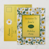 Mooie heldere Daisy verjaardagsfeest uitnodiging (Voorkant / Achterkant)