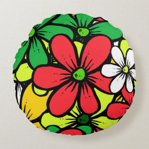 Mooie heldere groep zomerbloemen rond kussen