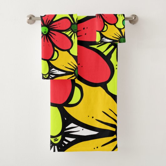 Mooie heldere groepering van zomerbloemen bad handdoek (Insitu)
