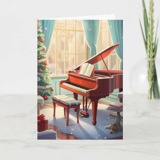Mooie heldere kerstmuziek Grote Piano Feestdagen Kaart (Voorkant)