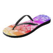 Mooie, heldere regenboogstripes, neonkleuren teenslippers (Schuin)