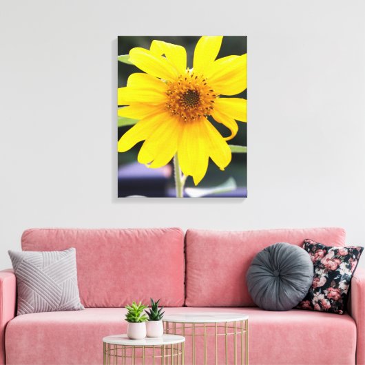 Mooie heldergele zonnebloem Close-up Canvas Afdruk (Insitu (Woonkamer))
