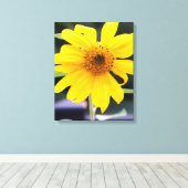 Mooie heldergele zonnebloem Close-up Canvas Afdruk (Insitu (Houten vloer))