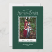 Mooie Heldergroene Elegante Foto Feestdagenkaart (Voorkant)