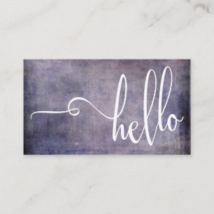 Mooie Hello Typografie Over Donkerpaarse Grunge Visitekaartje