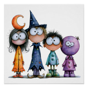 Mooie Hemel Halloween Vrienden Poster
