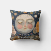 Mooie Hemelse Maan Monogram Naam Kinderen Eenvoudi Kussen (Voorkant)