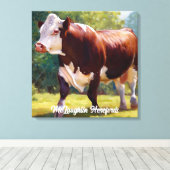 Mooie Hereford Bull Canvas Afdruk (Insitu (Houten vloer))