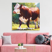 Mooie Hereford Bull Canvas Afdruk (Insitu (Woonkamer))