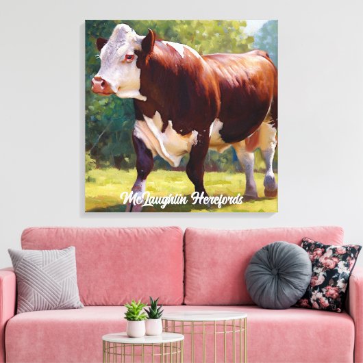 Mooie Hereford Bull Canvas Afdruk (Insitu (Woonkamer))