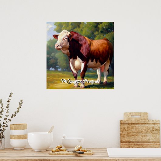 Mooie Hereford Bull Poster (Keuken)