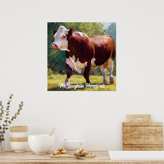 Mooie Hereford Bull Poster (Keuken)