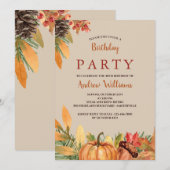 Mooie Herfst Birthday Uitnodiging (Voorkant / Achterkant)