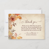 Mooie herfst blad bloem herfst bruiloft bedankkaart (Voorkant)