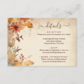 Mooie herfst blad bloem herfst bruiloft details informatiekaartje (Voorkant)