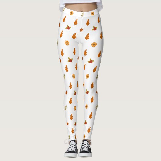 Mooie herfst bladeren bloemen patroon Girly Leggings (Voorkant)