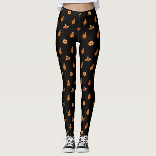 Mooie herfst bladeren bloemen patroon Girly Leggings (Voorkant)