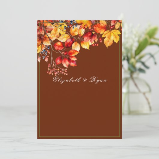 Mooie herfst bladeren en bessen herfst bruiloft kaart (Staand voorkant)