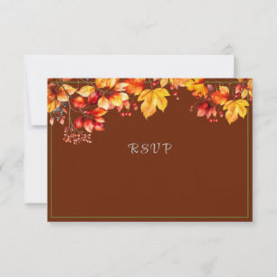 Mooie herfst bladeren en bessen herfst bruiloft RSVP kaartje