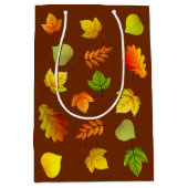 Mooie herfst-bladeren op bruin medium cadeauzakje (Voorkant)