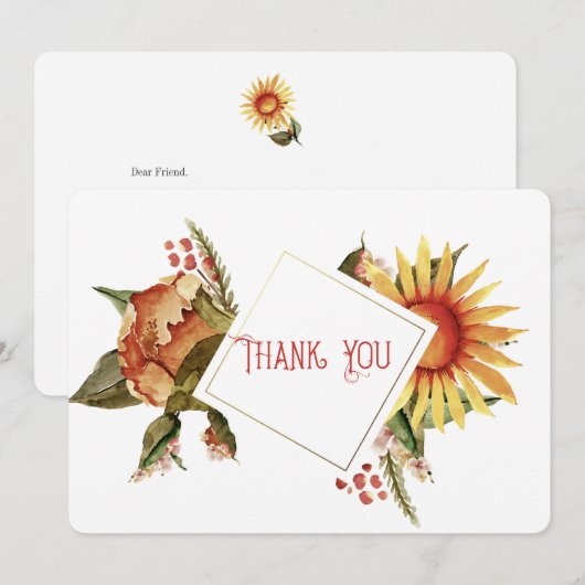 Mooie Herfst bloemen, bedankt (Voorkant / Achterkant)