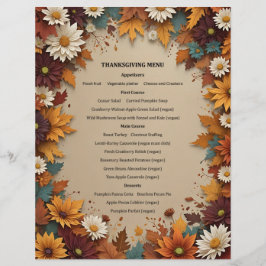 Mooie herfst bloemen bladeren menu uitnodiging briefhoofd