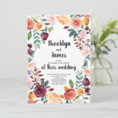Mooie Herfst bloemen kalligrafie bruiloft nodigt u Kaart (Staand voorkant)