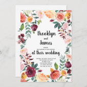 Mooie Herfst bloemen kalligrafie bruiloft nodigt u Kaart (Voorkant / Achterkant)