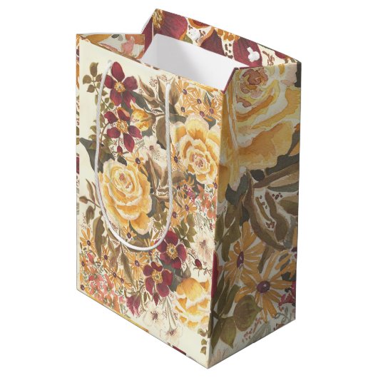 Mooie herfst bloemencadeau tas medium cadeauzakje (Achterkant Gekanteld)