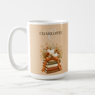 Mooie Herfst Bloemige Boekenteken Koffiemok