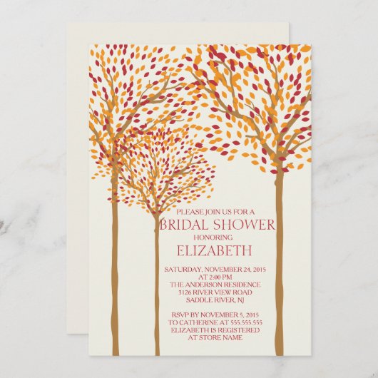 Mooie Herfst Bomen Bruids Douche Uitnodiging (Voorkant / Achterkant)