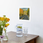 Mooie herfst Boom Lined Road Foto Folie Afdrukken (Laag (Keuken))