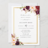 Mooie herfst Bourgondische bruidsdouche uitnodigin Kaart (Voorkant)