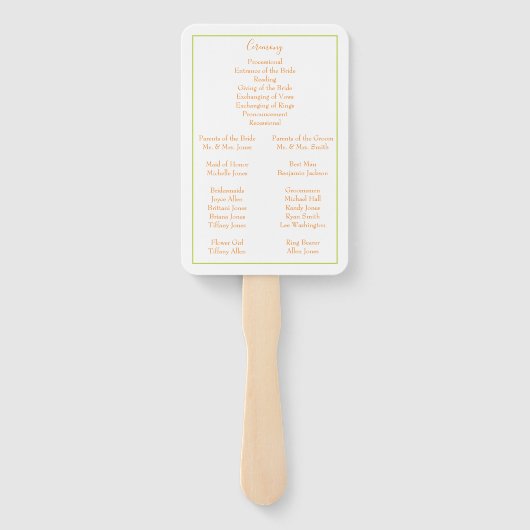 Mooie herfst bruiloft programma handwaaier (Achterkant)