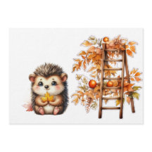 Mooie herfst egel met oogstlad illustratie