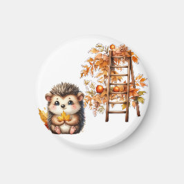 Mooie herfst egel met oogstlad illustratie magneet