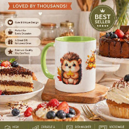 Mooie herfst egel mok – Illustratie van de oogst