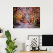 Mooie herfst fantasie kunst bos pad poster (Thuiskantoor)