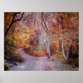 Mooie herfst fantasie kunst bos pad poster (Voorkant)