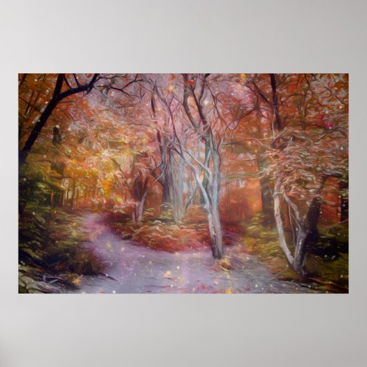 Mooie herfst fantasie kunst bos pad poster (Voorkant)