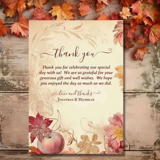 Mooie herfst  herfst bruiloft foto bedankkaart