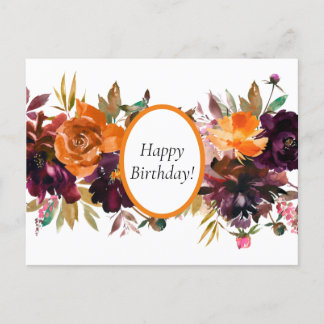 Mooie Herfst kleur Floral Birthday Briefkaart