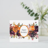Mooie Herfst kleur Floral Birthday Briefkaart (Staand voorkant)